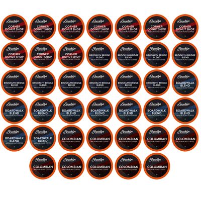 Brooklyn Beans Coffee Pods, Medium Roast Gourmet Variety Pack - Compatible with Keurig K Cup Brewers Including 2.0 Machines, 40 Count