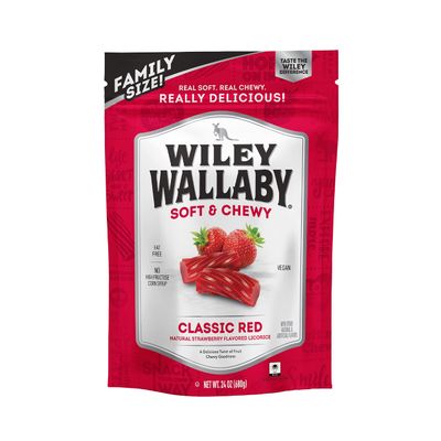 Wiley Wallaby Licorice 24 Ounce Classic Gourmet Soft &amp; Chewy Australian Red Licorice Candy Twists, 1 Pack