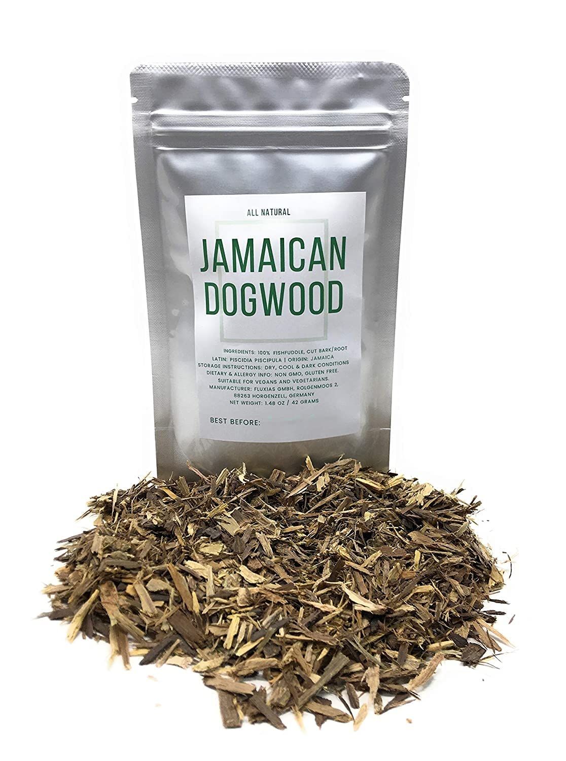 Jamaican Dogwood - Dried, Cut &amp; Natural Fishfuddle (Bark/Root) - Piscidia Piscipula from Jamaica - Net Weight: 1.48 Oz / 42 Grams