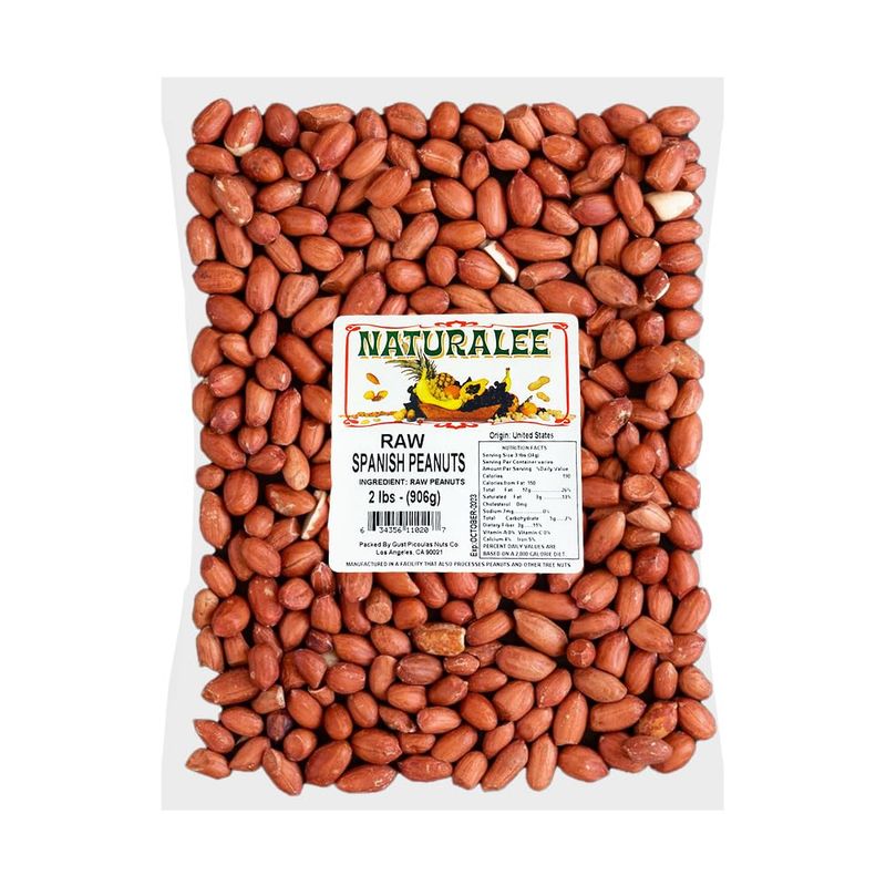 Naturalee Peanuts, Raw Whole Spanish Redskin 2 lbs - Raw, Unsalted - Heart Health, High Protein, Vegan, Natural