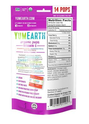 YumEarth Organic Vitamin C Lollipops, 14 Lollipops (Pack of 6), Gluten Free, Vegan (Packaging May Vary)