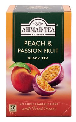 Ahmad Tea Black Tea, Peach &amp; Passion Fruit Teabags, 20 ct (Pack of 1) - Caffeinated &amp; Sugar-Free