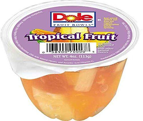 Dole Fruit Bowls Tropical Fruit in 100% Juice Snacks, 4oz 24 Total Cups, Gluten &amp; Dairy Free, Bulk Lunch Snacks for Kids &amp; Adults