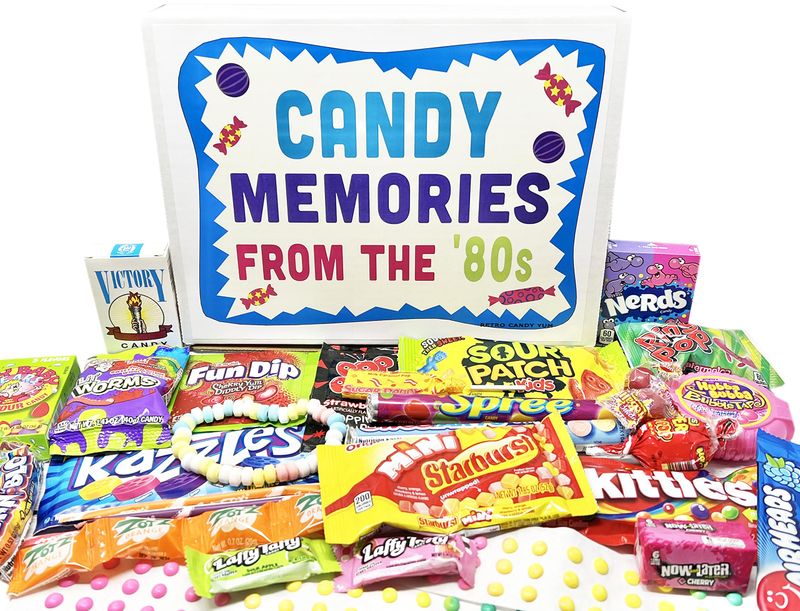 RETRO CANDY YUM 80s Gift Box with 1980's Candy Assortment for Man or Woman - Holiday Christmas Care Package, Birthday Gag Gift or Thank You