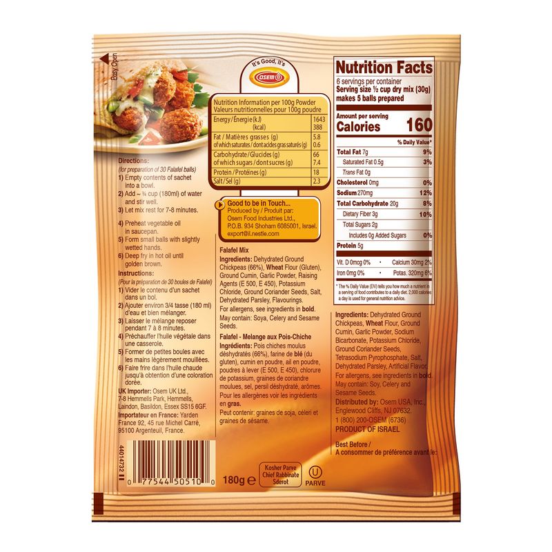 Osem Falafel Mix, 6.3 Ounce (Pack of 12)