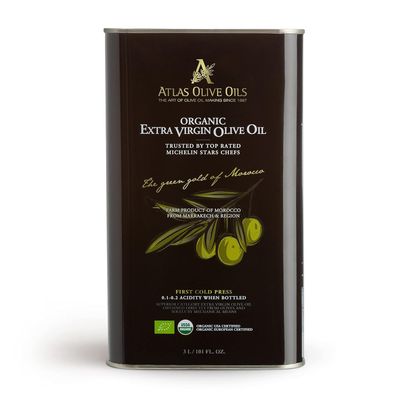 A ATLAS OLIVE OILS Bulk Organic Cold Pressed Moroccan Extra Virgin Olive Oil, Polyphenol Rich, Newly Harvested Unprocessed from One Single Family Farm Cold Press Ext. Virgin 170 Fl Oz (Pack of 1)