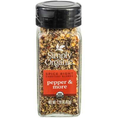 Simply Organic Spice Right Everyday Blends Pepper &amp; More, Certified Organic, Vegan | 2.2 oz