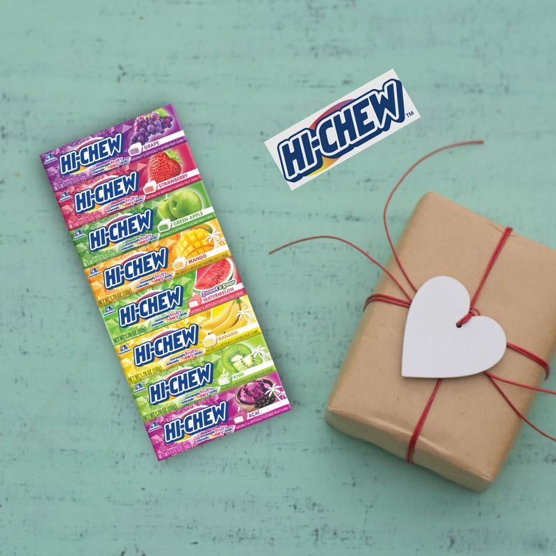HI-CHEW Variety - Box of 8 Sticks, 1.76oz ea | 8 Flavors and Brand Sticker Included | Unique Fun Soft &amp; Chewy Taffy Candy | Immensely Juicy Fruit Flavors