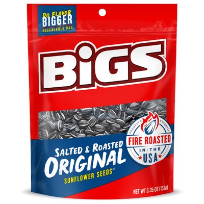 BIGS Salted &amp; Roasted Original Sunflower Seeds, Keto Friendly Snack, 5.35-oz. Bag (Pack of 12)