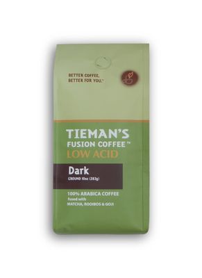 Tieman&#39;s Fusion Coffee, Low Acid Dark Roast, Ground, 10-Ounce bag