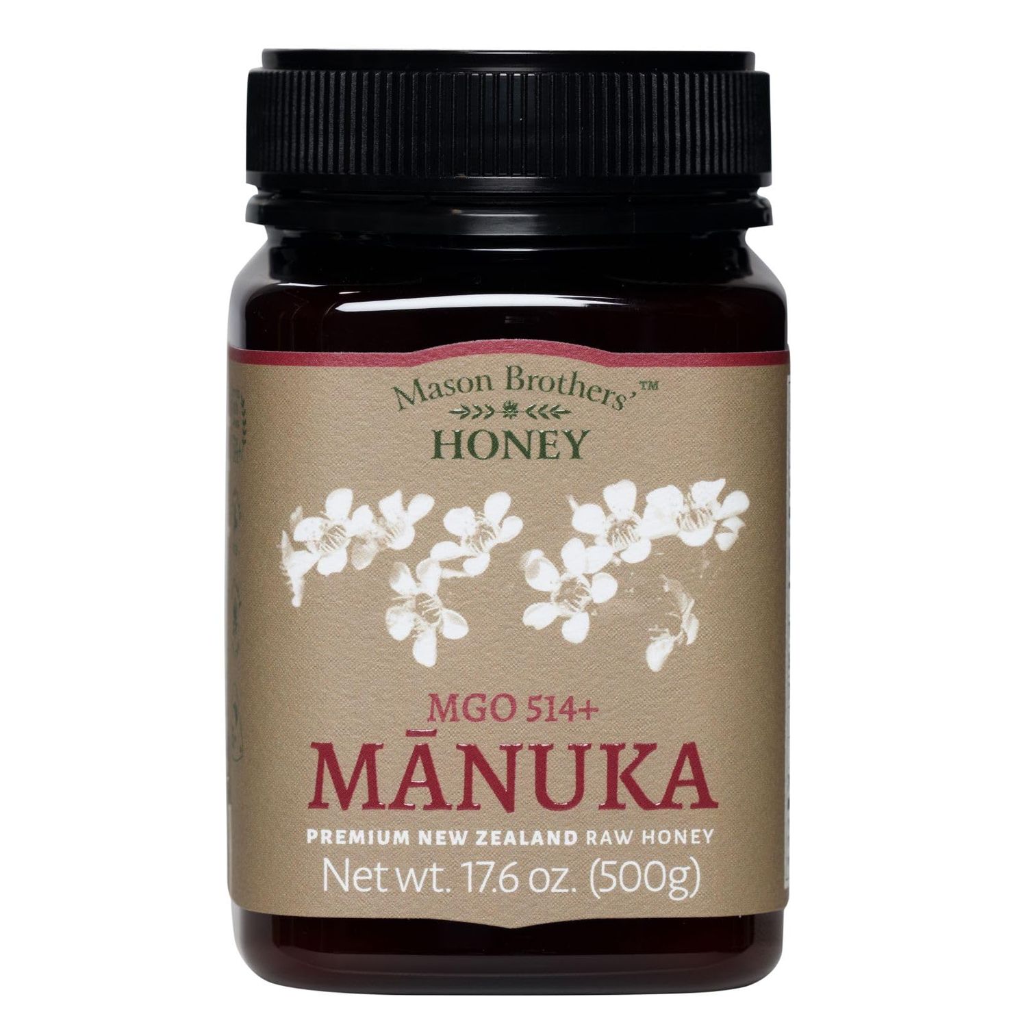 Mason Brothers Raw Manuka Honey MGO 514+ | New Zealand Honey, MGO Certified / 17.6oz