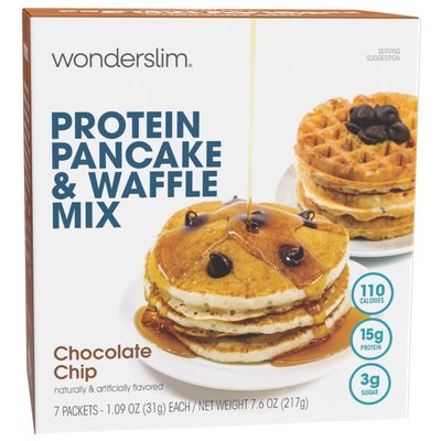 Wonderslim Protein Pancake &amp; Waffle Mix, Chocolate Chip, Low Sugar &amp; Low Calorie (7ct)