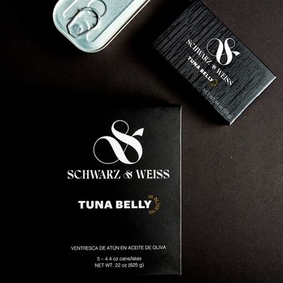 Schwarz &amp; Weiss Yellowfin Tuna Belly in Olive Oil - 5 pack, 4.4 oz each, total 22 oz