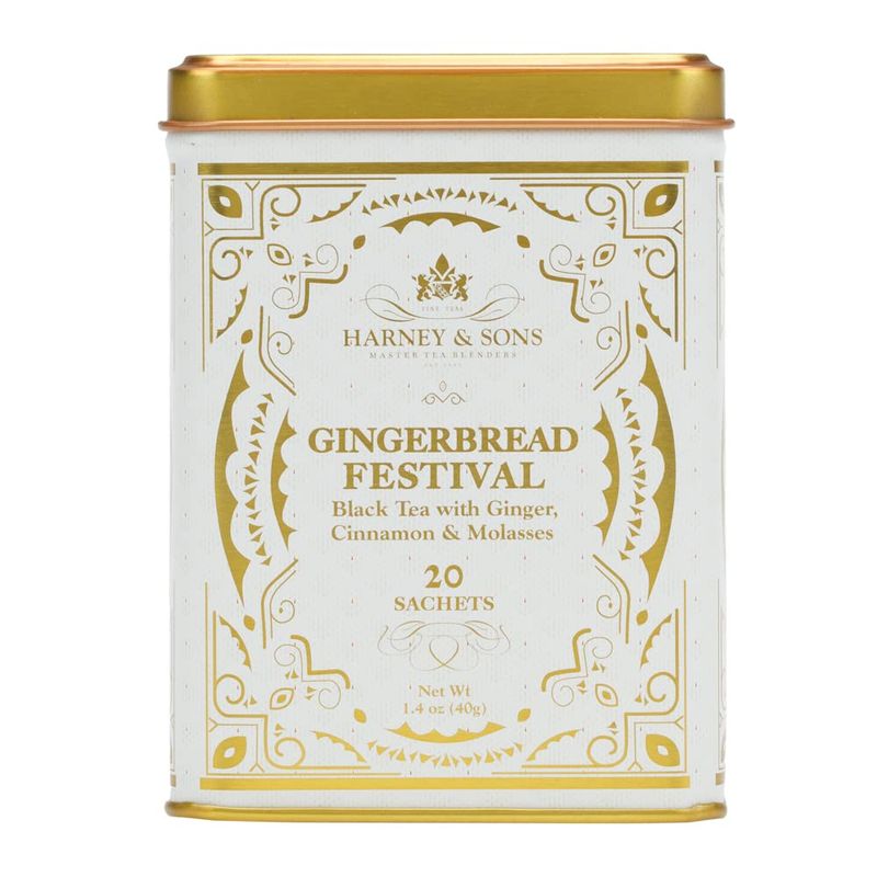 Harney &amp; Sons Gingerbread Festival, Black Tea with Ginger &amp; Cinnamon, 20ct sachet tin