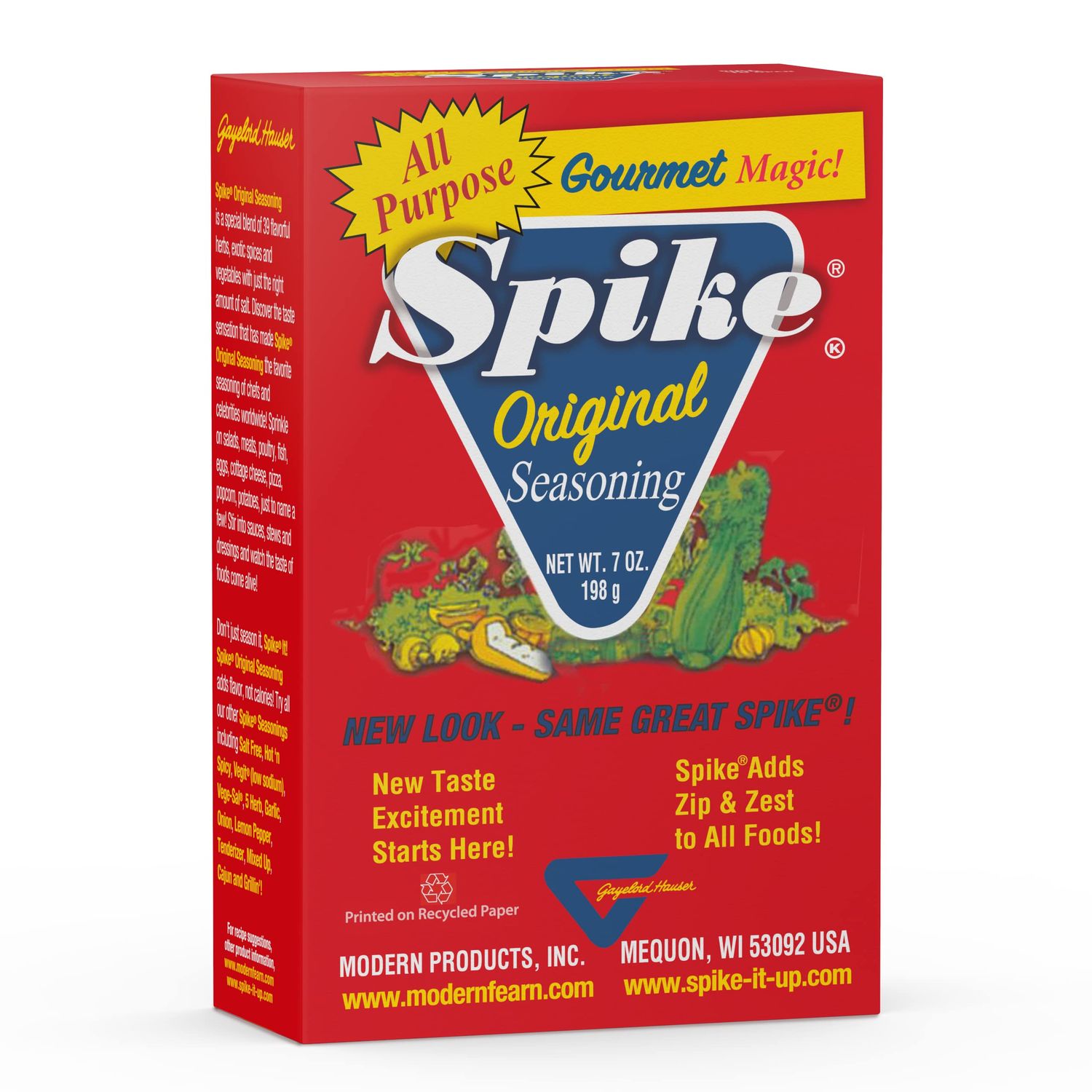 Spike Seasoning, Original Gourmet Magic Seasoning Salt Blend - Seasonings and Spices for Cooking, Popcorn Seasoning, All-Purpose Seasoning for More Flavorful, Healthy Meals, 7 Oz