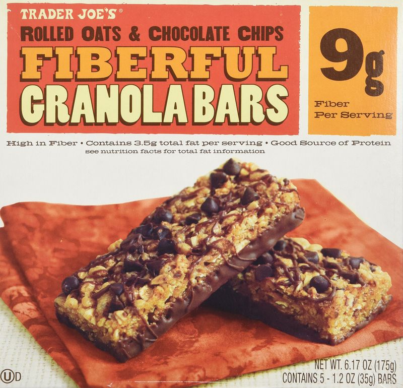 2 Boxes Trader Joe's Fiberful Granola Bars Rolled Oats &amp; Chocolate Chips 9 g Fiber