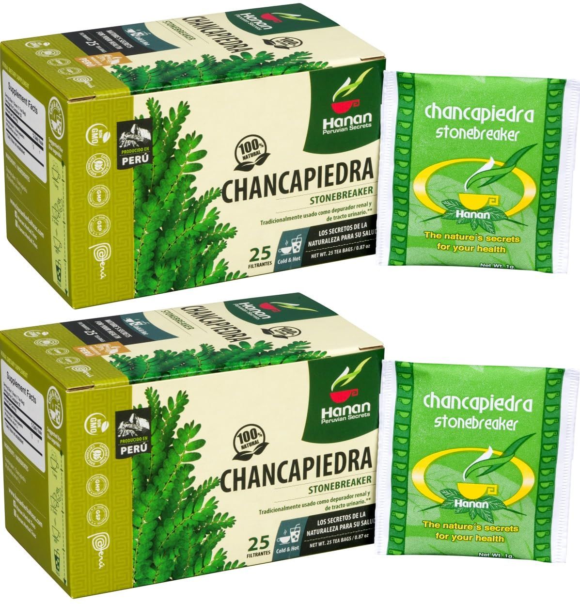 Hanan Chanca Piedra Tea Stone Breaker 50 Teabags of Dried Chancapiedra Leaves Wild-Grown in Peru