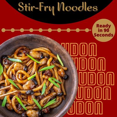 KA-ME Udon Noodles - Fresh Cooked Stir Fry Noodles 14.2 oz (Pack Of 6), No Preservatives/MSG, Instant &amp; Microwaveable, Perfect for Traditional Hot &amp; Cold Dishes, Quick Soup or Stir-Fry &amp; More