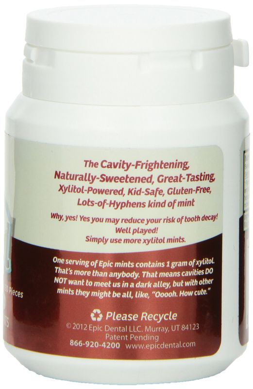Epic Dental 100% Xylitol Sweetened Breath Mints, Cinnamon, 180 Count