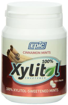 Epic Dental 100% Xylitol Sweetened Breath Mints, Cinnamon, 180 Count