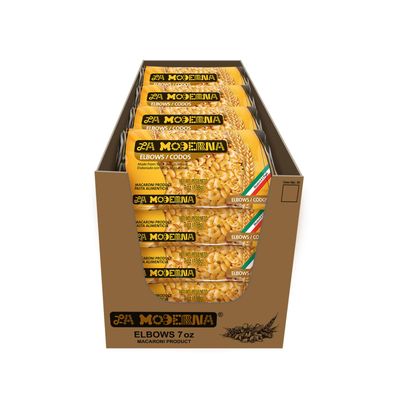 LA MODERNA, Codos, Pasta, Hecha con Smola de Trigo Durum, Enriquecida con Vitaminas y Hierro, 7 oz, Pack de 20