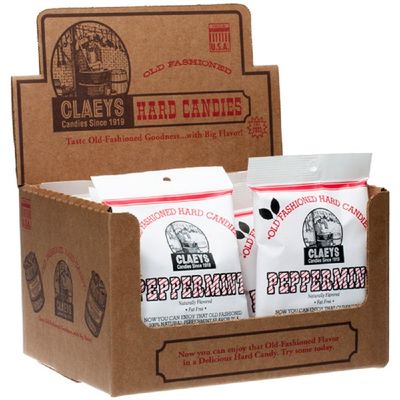 Claey's Natural Peppermint Candy, 6 Packages of 6 Ounces Each