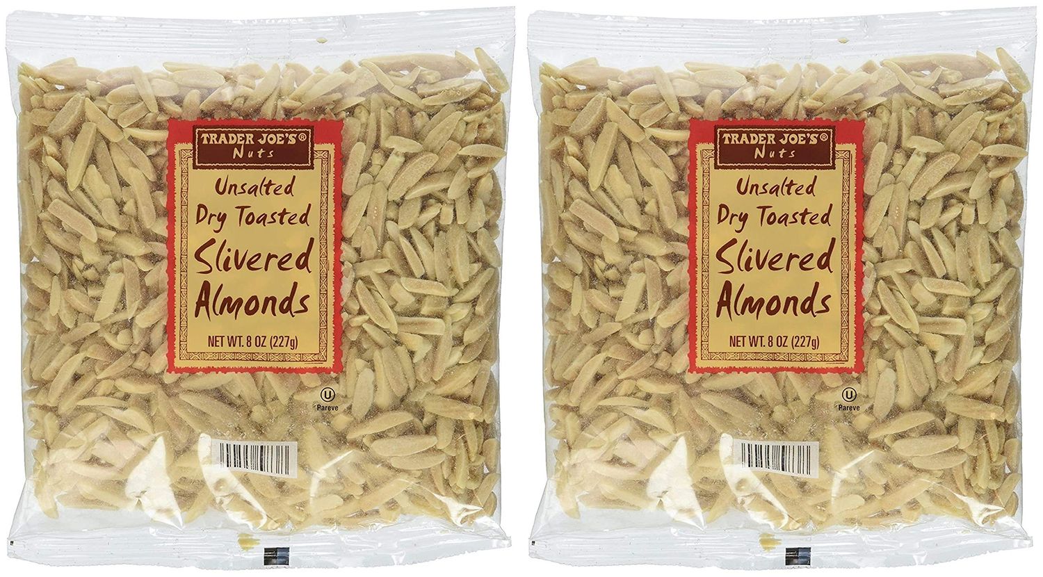 Trader Joe&#39;s Unsalted, Dry Toasted Slivered Almonds (Pack of 2)