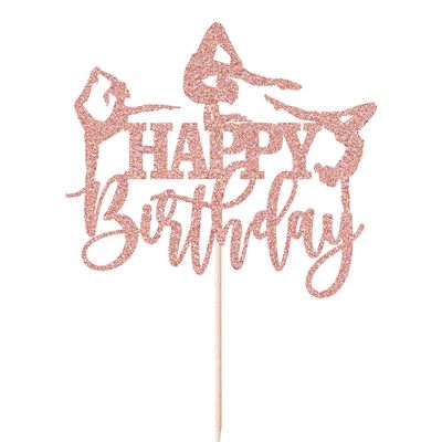 WRACKKIAR Gymnastics Cake Topper- Gymnastics Birthday Party Supplies-Glitter Cake Decorations for Sport Theme Party