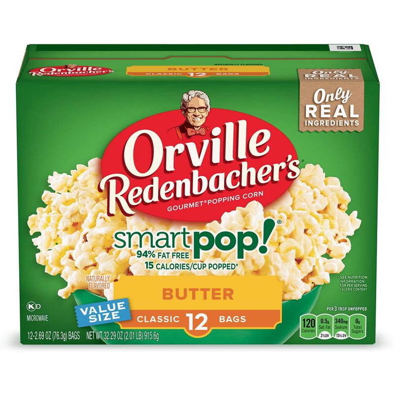 Orville Redenbacher's SmartPop! Butter Microwave Popcorn, 2.69 Ounce Classic Bag, 12-Count