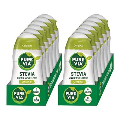 Pure Via Stevia Liquid, Stevia Drops, Liquid Stevia, No Erythritol, Sugar Substitute, 1.62 Fl Oz (Pack of 12)