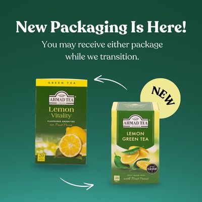 Ahmad Tea Lemon Green Tea foil teabags, 20 ct (Pack of 1) - Decaffeinated &amp; Sugar-Free