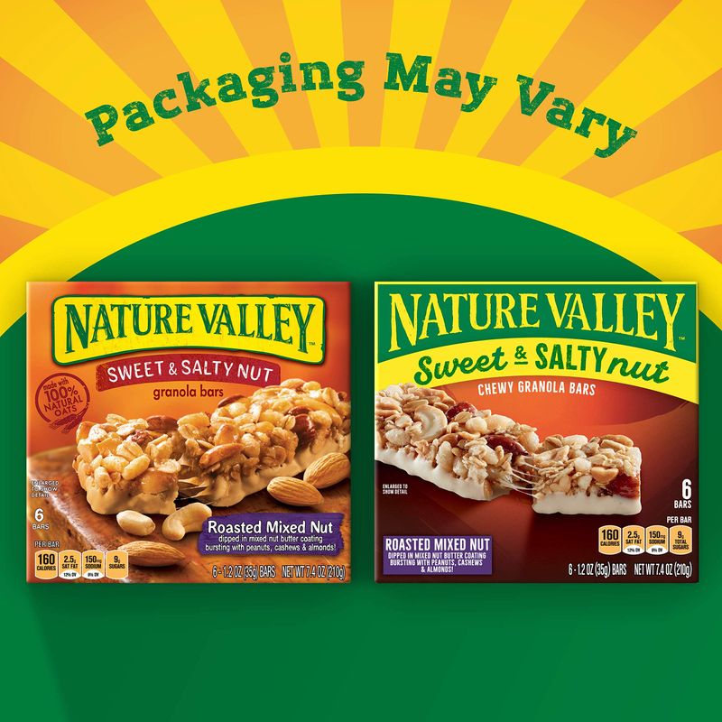 Nature Valley Granola Bars, Sweet and Salty Nut, Roasted Mixed Nut, 6 Bars, 7.4 OZ