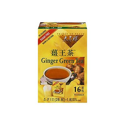 Prince of Peace Ginger Green Tea, 4 Pack - 16 Tea Bags Each - Chinese Tea Bags - Green & Ginger Tea Bags - Prince of Peace - Herbal Tea - Ginger Green Tea Bag - Sugar Free Tea