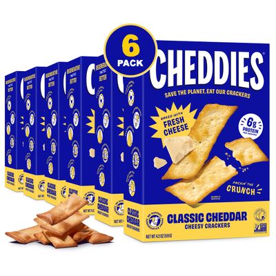 Cheddies Crackers | Classic Cheddar | Non-GMO, Regenerative Farming, High Protein | 4.2 Ounce (Pack of 6) (Packaging May Vary)