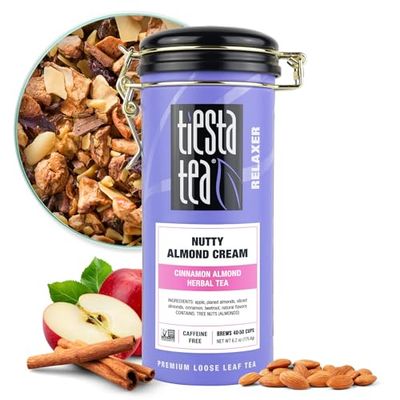 Tiesta Tea - Nutty Almond Cream | Cinnamon Almond Herbal Tea | Premium Loose Leaf Tea Blend | Non-Caffeinated Fruit Tea | Make Hot or Iced Tea &amp; Brews Up to 50 Cups - 6.2 Ounce Refillable Tin