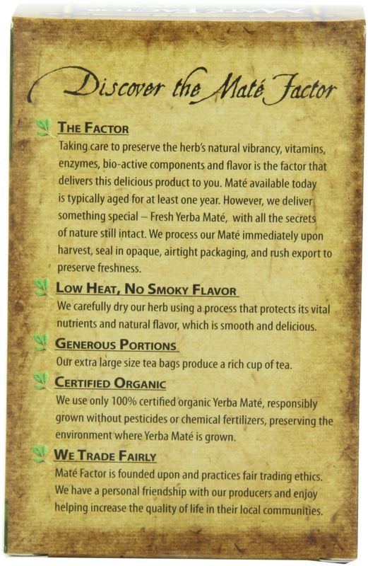 The Mate Factor Yerba Mate Energizing Herb Tea, Dark Roast, 20 Tea Bags (Pack of 3)