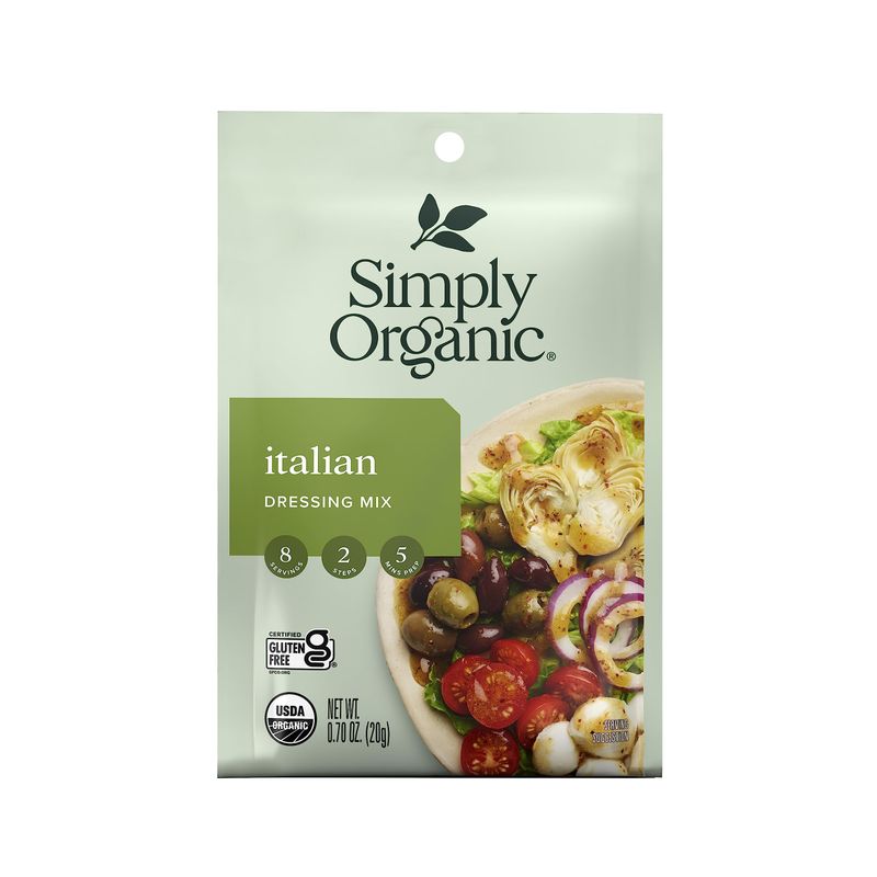 Simply Organic Italian Dressing Mix, 0.7 oz. 12-Pack, Basil, Thyme &amp; Oregano Italian Salad Dressing Certified Organic