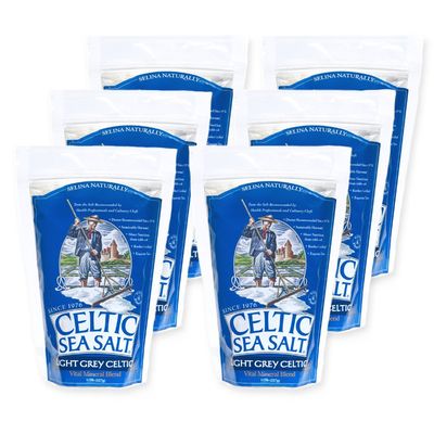 Light Grey Celtic Sea Salt Resealable Bags - Additive-Free, Delicious Sea Salt, Perfect for Cooking, Baking and More - Gluten-Free, Non-GMO Verified, Kosher and Paleo-Friendly, 1/2 Pound Bag (6 Count)