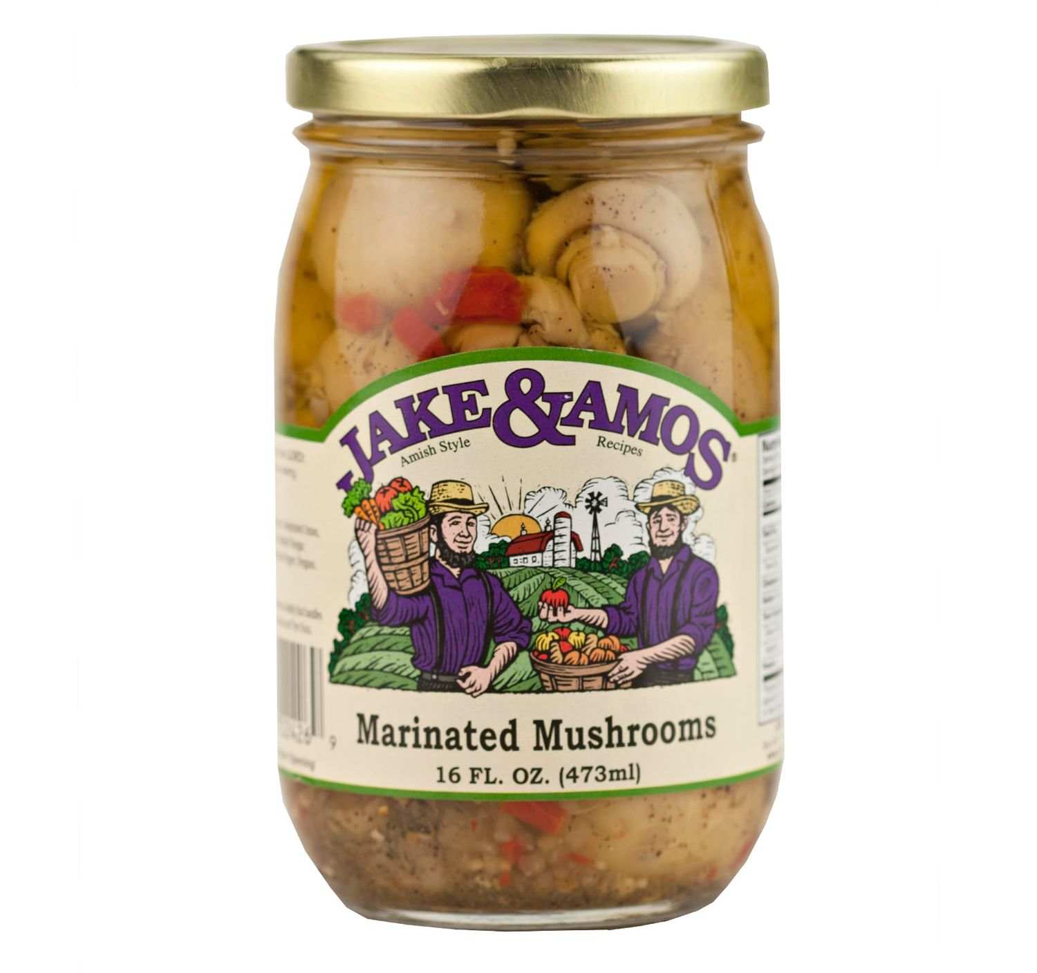 Jake &amp; Amos Marinated Mushrooms, 16 Oz. Jar (Pack of 2)