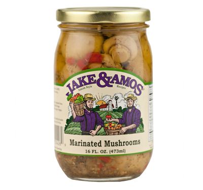 Jake &amp; Amos Marinated Mushrooms, 16 Oz. Jar (Pack of 2)