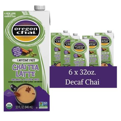 Oregon Chai Caffeine Free Chai Concentrate, 32 Fluid Ounce (Pack of 6)