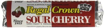 Regal Crown Sour Cherry Candy Rolls | Traditional Sour Cherries Candy | Tart and Tangy Old Fashioned Sour Cherry Hard Candy Brought To You By Iconic Candy | 24 Count