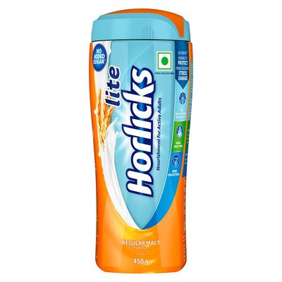 Horlicks Lite Health &amp; Nutrition drink - 450 g Pet Jar (Regular Malt)