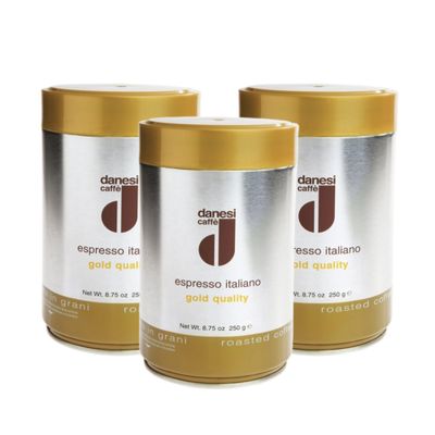 Danesi Caffe Italian Espresso - Ground Coffee Medium Roast - Espresso Coffee Ground, Medium Roast Ground Coffee- Ground Espresso Coffee Grounds- Best Ground Ground Coffee Fine - Gold (8.75oz, 3 pack)