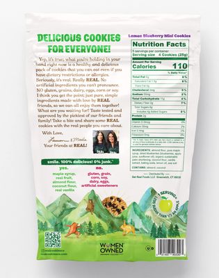 REAL Lemon Blueberry Mini Cookie Poppers - Bite-sized Gluten Free Semi Soft Baked Cookies - Dairy Free, Vegan, Kosher, Paleo - Delicious Mini Lemon Blueberry Cookies (4.5 oz)