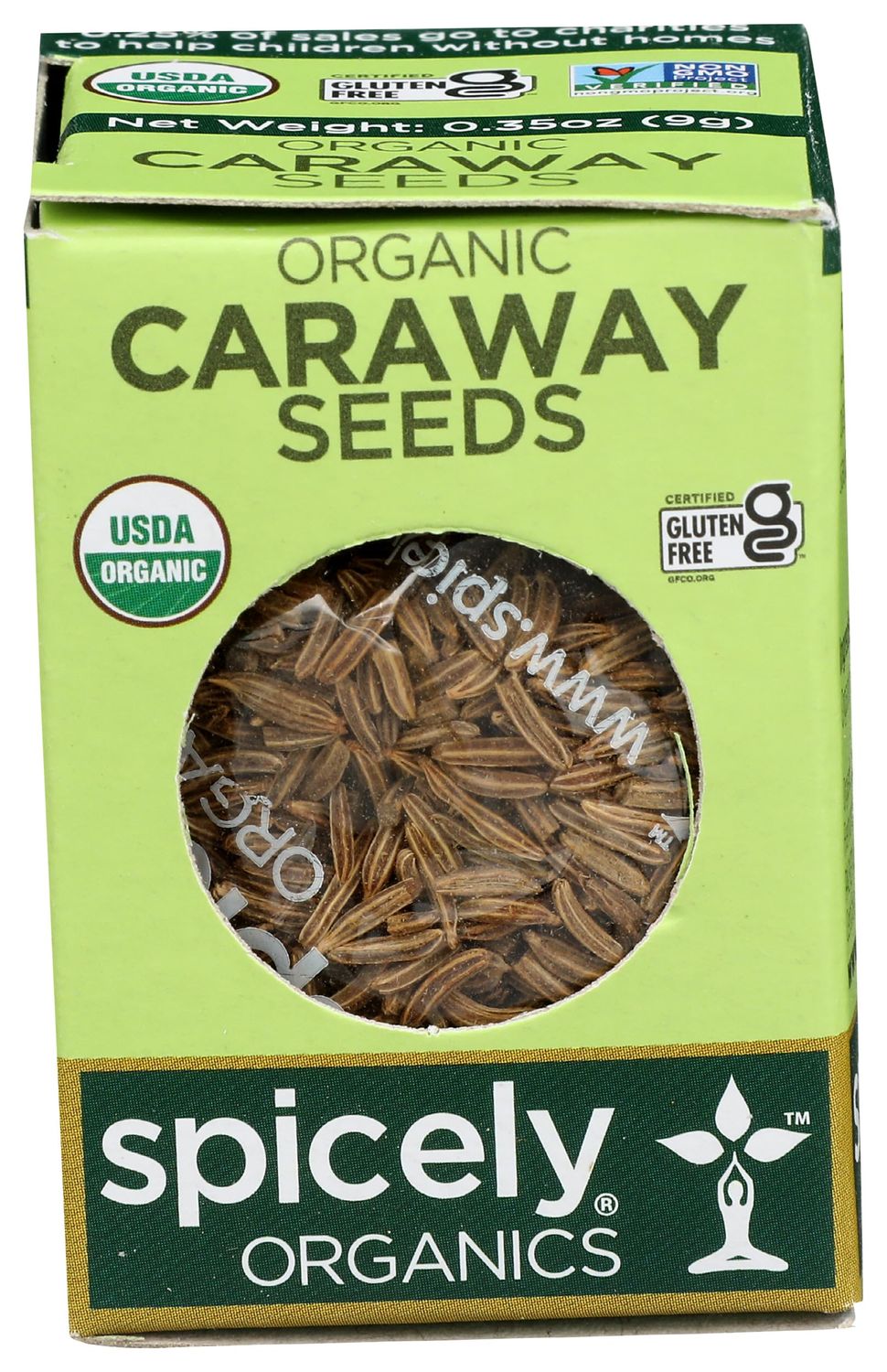 Spicely Organic Caraway Seeds Whole 0.35 Ounce ecoBox Certified Gluten-Free