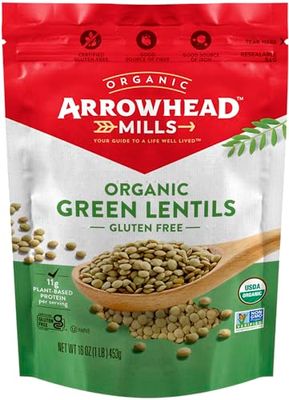Arrowhead Mills Organic Green Lentils, 16 oz Bag (Pack of 6)