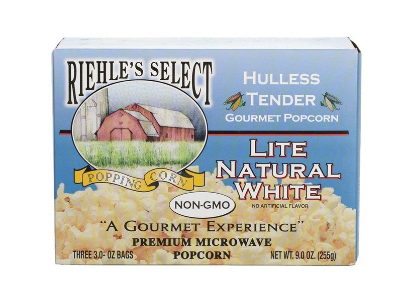 Riehle's Select Popping Corn Hulless Natural Lite Microwave Popcorn, 3Count.