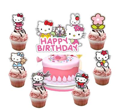 25PCS hello kitty Cake Toppers Cupcake Toppers Cake Decorations,hello kitty Birthday Party Supplies Decorations (25pcs)