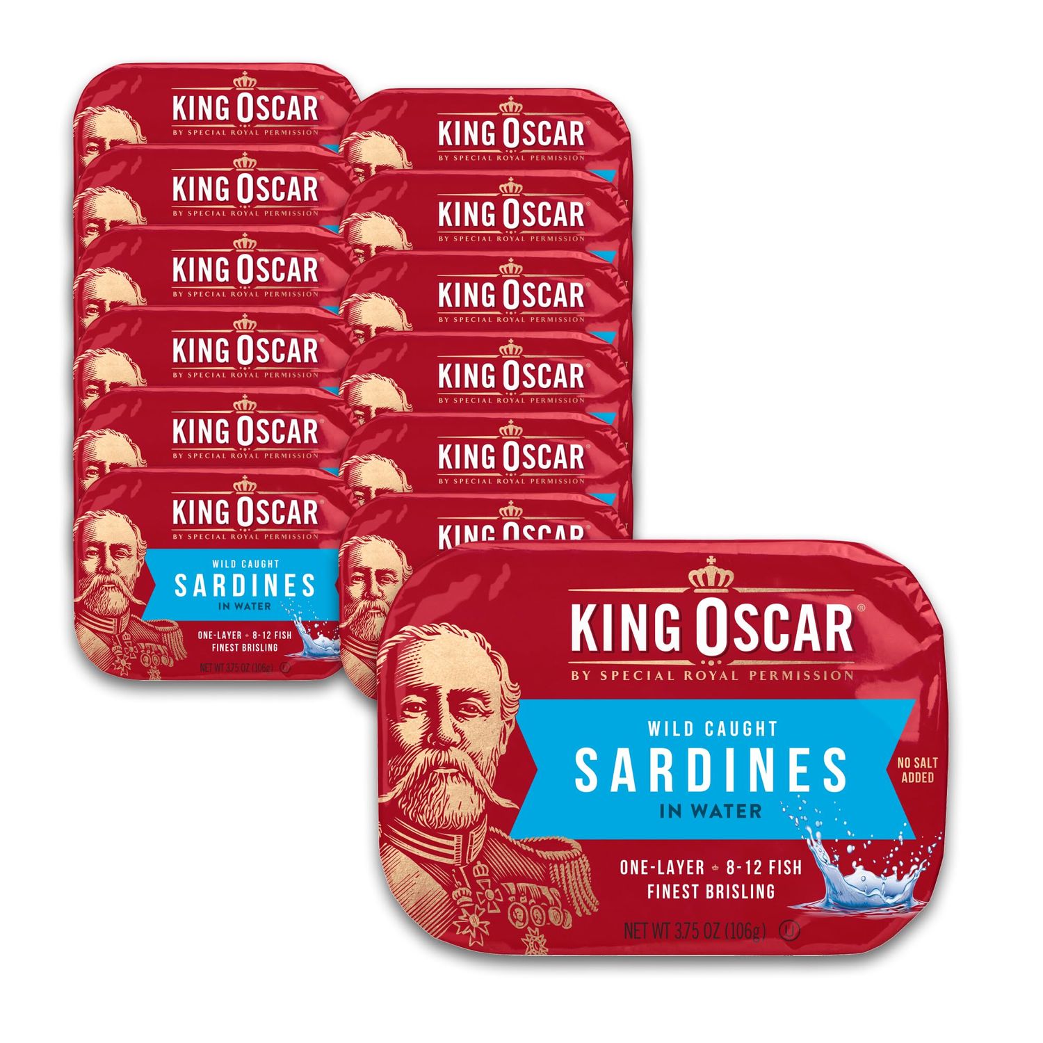 King Oscar Wild Caught Brisling Sardines In Pure Spring Water, 3.75 Ounce (Pack of 12) ( Packaging May Vary )